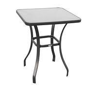 Outsunny Table bistrot carrée de jardin métal époxy plateau en verre trempé 68,5×68,5×84 cm gris