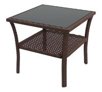 Outsunny Table d'Appoint de Jardin 2 Niveaux Carrée 50 x 50 x 45 cm Marron