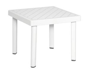 Outsunny Table d'appoint de Jardin carrée en Plastique pour Boissons et collations, Blanc
