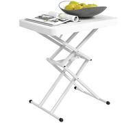 Outsunny Table d'appoint de Jardin Pliable en HDPE, Table Pliante extérieur avec Hauteur réglable sur 5 Niveaux, pour patios et Jardins, 65 x 45 x 70 cm, Blanc