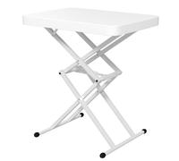 Outsunny Table d'appoint de jardin pliable en HDPE, table pliante extérieur hauteur réglable sur 5 niveaux, 65 x 45 x 70 cm blanc