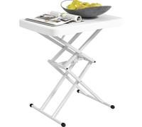 Outsunny Table d'appoint de jardin réglable en hauteur Table de jardin, table de balcon pliante en plastique, table basse rectangulaire supportant une charge de 50 kg, 65x45x70H cm Table de salon pour