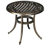 Outsunny Table d'appoint de jardin résistante aux intempéries avec cadre en fonte d'aluminium - Table basse ronde de balcon - Charge maximale : 60 kg - Diamètre : 60 x 52,5 cm - Table basse pour