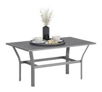 Outsunny Table d'appoint en métal avec design à lamelles - Résistante aux intempéries - Facile d'entretien - Table basse pour balcon, jardin, terrasse, véranda - 91,5 x 55 x 45 cm - Gris foncé