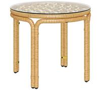 Outsunny Table d'appoint en résine tressée Ronde Ø 50 x 44 cm Jaune