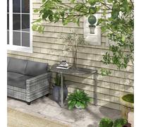 Outsunny Table de Balcon, demi-ronde, Rotin synthétique + Métal, 100x50x74 cm, Gris