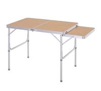 Outsunny Table Pliante Table de Camping Table de Jardin avec rallonge Hauteur réglable Aluminium MDF Imitation Bambou