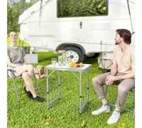 Outsunny Table Pliante Table de Camping Table de Jardin Hauteur réglable Aluminium MDF Blanc