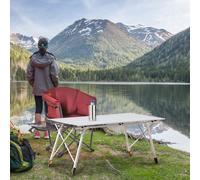 Outsunny Table de camping pliante 6 pers Pliable et compacte 4 pieds antidérapants + sécurité anti-pincement 120 x 70 x 58-73 cm aluminium