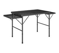 Outsunny Table de Camping Pliante Table de Jardin Portable avec 2 étagères latérales, Hauteur réglable pour Camping, Pique-Nique, Barbecue, Noir