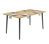 Outsunny Table de jardin 150 x 90 cm - Résistante aux intempéries - En acier - Avec trou pour parasol - Design à lamelles - Rectangulaire - Pour jardin, balcon - Marron