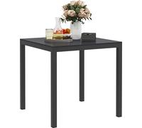 Outsunny Table de jardin aluminium 73x73 cm Résistant aux intempéries Table de buffet avec aspect bois, table de camping pour 4 personnes antidérapante Outdoor Table à manger noire