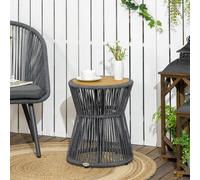 Outsunny Table de Jardin au Style Bohème, résistante aux intempéries, rotin en PE, 39 cm x 39 cm x 49 cm, Noir + Naturel
