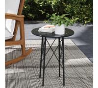 Outsunny Table de Jardin avec Découpes Florales et Feuilles, Table d'Extérieur et d'Intérieur, Ø40x50 cm, Noir
