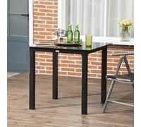 Outsunny Table de Jardin carrée Table de Salle à Manger extérieur pour 4 Personnes avec Plateau en Verre trempé et Cadre en Aluminium 80 x 80 x 74 cm Noir