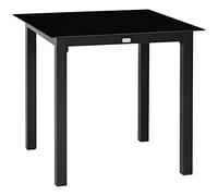 Outsunny Table de Jardin carrée Table de Salle à Manger extérieur pour 4 Personnes avec Plateau en Verre trempé et Cadre en Aluminium 80 x 80 x 74 cm Noir