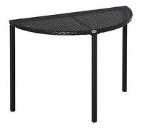 Outsunny Table de jardin demi-cercle 100 x 50 x 74 cm résine tressée 4 fils imitation rotin Noir