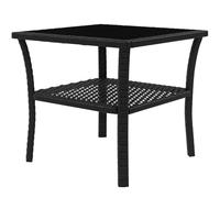 Outsunny Table de jardin en polyrotin - 50 x 50 x 45 cm - Résistante aux intempéries - Table d'appoint pour 4 personnes - Table de terrasse carrée avec plateau en verre - Table basse pour jardin