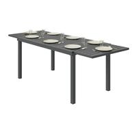 Outsunny Table de Jardin Extensible 150/225x85x75 cm Table de Repas en Aluminium avec Plateau à Lattes pour 6-8 Personnes Gris