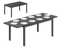 Outsunny Table de Jardin Extensible 154-214 cm Effet Bois Gris Anthracite