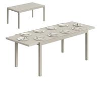 Outsunny Table de jardin extensible 154/214 x 85 cm en aluminium pour 8 à 10 personnes, rectangulaire avec aspect bois, résistante aux intempéries, pour jardin, balcon, terrasse, gris clair
