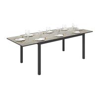 Outsunny Table de Jardin Extensible 160/240 cm 6-8 Personnes, Gris | Table Extérieur Rectangulaire, Bordure Aluminium, Structure Acier, Idéal Véranda Terrasse Patio