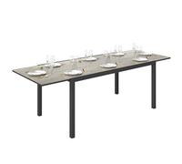 Outsunny Table de Jardin Extensible 160/240 cm 6-8 Personnes, Table extérieur en Forme rectangulaire, Bordure en Aluminium et Structure en Acier, idéal pour véranda, terrasse ou Patio, Gris