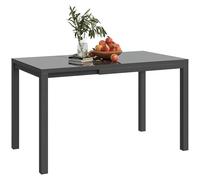 Outsunny Table de jardin extensible 85/125 x 70 x 73 cm, table à manger extensible pour 4 à 6 personnes, rectangulaire, en aluminium avec plateau en verre, pour patio, terrasse, balcon extérieur,