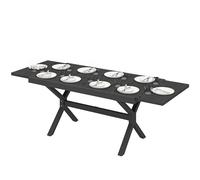Outsunny Table de Jardin Extensible Aluminium Table de Repas Extérieure Effet Bois 8-10 Personnes 214x85x73cm Gris Anthracite