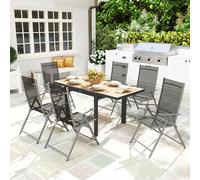 Outsunny Table de jardin extensible en aluminium 80/160x80 cm Résistant aux intempéries Table de balcon pour 6 personnes Bois naturel