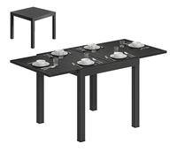 Outsunny Table de Jardin Extensible en Aluminium avec Effet Bois - Table extérieur 4-6 Personnes avec rallonge Auto-stockée - mobilier de Jardin Design pour terrasse et Balcon, 80-160 x 80 cm, Noir