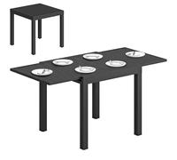 Outsunny Table de jardin extensible en aluminium avec plateau à lattes - table extérieur 4-6 personnes avec rallonge auto-stockée - mobilier de jardin design pour terrasse et balcon, 80-160x80cm, noir