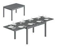Outsunny Table de Jardin Extensible en Aluminium - Table Terrasse Grande Capacité 6-10 Personnes - Mobilier Extérieur avec Rallonge 135-270cm pour Jardin et Balcon, Gris Anthracite