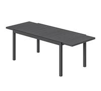 Outsunny Table de Jardin Extensible Plateau Aluminium Effet Bois Pieds Réglables 8-10 Personnes 214x85x75cm Gris Anthracite
