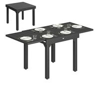 Outsunny Table de Jardin Extensible pour 4 à 6 Personnes, 160/80 x 80 x 75 cm, Table à Manger extérieure en Aluminium avec Plateau à Lattes, Pieds en Acier, pour terrasse, Balcon, Patio, Noir