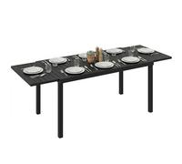 Outsunny Table de jardin extensible pour 6-8 personnes 150/225 x 85 cm, table de salle à manger extensible rectangulaire en aluminium avec plateau à lattes, table d'extérieur pour terrasse balcon