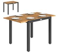 Outsunny Table de jardin extensible rectangulaire avec structure en acier et plateau en bois d'acacia, pour 4-6 personnes, pour patio, terrasse, 120/80 x 70 cm, naturel