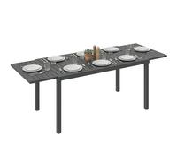 Outsunny Table de jardin extensible rectangulaire en aluminium, avec plateau à lattes pour 6 à 8 personnes, 150/225 x 85 x 75 cm, pour patio, terrasse, gris foncé