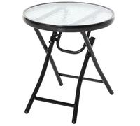 Table de jardin Outsunny Table basse ronde bistro de jardin Ø 45 x 50H cm pliable métal époxy noir plateau verre trempé