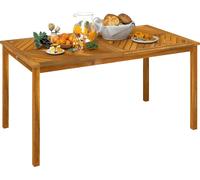 Outsunny Table de jardin pliante 150x85cm, Résistante aux intempéries Table de balcon en bois, 6 personnes Table pliante avec trou pour parapluie, Table de terrasse pour jardin balcon Teak