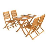 Outsunny Table de Jardin Pliante et chaises 5 pièces Bois Naturel