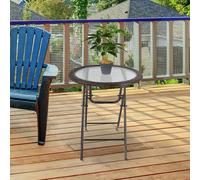 Table ronde bistro de jardin pliable plateau verre trempé