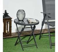 Outsunny Table de jardin pliante, Table de jardin ronde, résistante aux intempéries, pliable, Ø45 x 50 cm, Noir