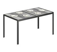 Table de jardin - Outsunny - 4 à 6 personnes - rectangulaire - plateau à effet bois et pieds en acier - 150 x 80 x 74 cm - gris