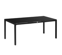 Outsunny Table de jardin rectangulaire 8 personnes, verre trempé, cadre alu, 180x80x72 cm, Noir