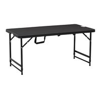 Outsunny Table de jardin rectangulaire Camping 4 pers – Pliable, réglable, HDPE, cadre acier, Gris