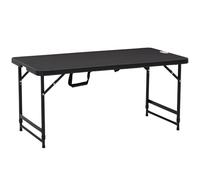 Outsunny Table de Jardin Rectangulaire Pliable 118L x 60l x 74H cm Gris | Camping, pour 4 Personnes, Réglable en Hauteur, Plateau en HDPE, Cadre en Acier, Extérieur