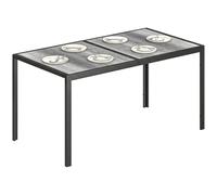 Outsunny Table de Jardin rectangulaire pour 4 à 6 Personnes, Table à Manger extérieure avec Plateau à Effet Bois et Pieds en Acier, pour Balcon, Porche, terrasse, 150 x 80 x 74 cm, Gris