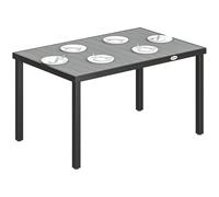 Outsunny Table de Jardin rectangulaire pour 4 à 6 Personnes, Table à Manger extérieure avec Plateau à Lattes et Pieds en Acier, pour Balcon, Porche, terrasse, 140 x 90 x 74 cm, Gris