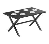 Outsunny Table de Jardin rectangulaire pour 4 à 6 Personnes, Table à Manger extérieure avec Plateau en HDPE Effet Bois et Pieds Métalliques en X, pour Balcon, Porche, terrasse, 150 x 90 x 74 cm, Noir